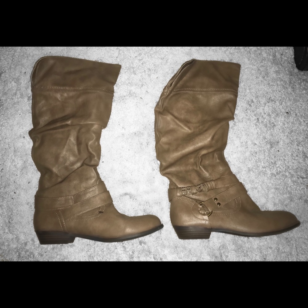 mid calf tan boots